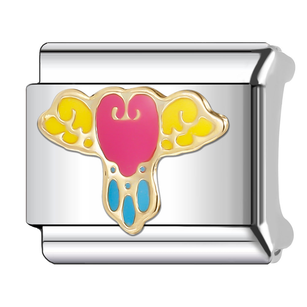 Wholesale Italian Charm Bracelet 9mm DIY Splicing Stainless Steel Wedding Couple Anniversary Cartoon Composable Bracelet