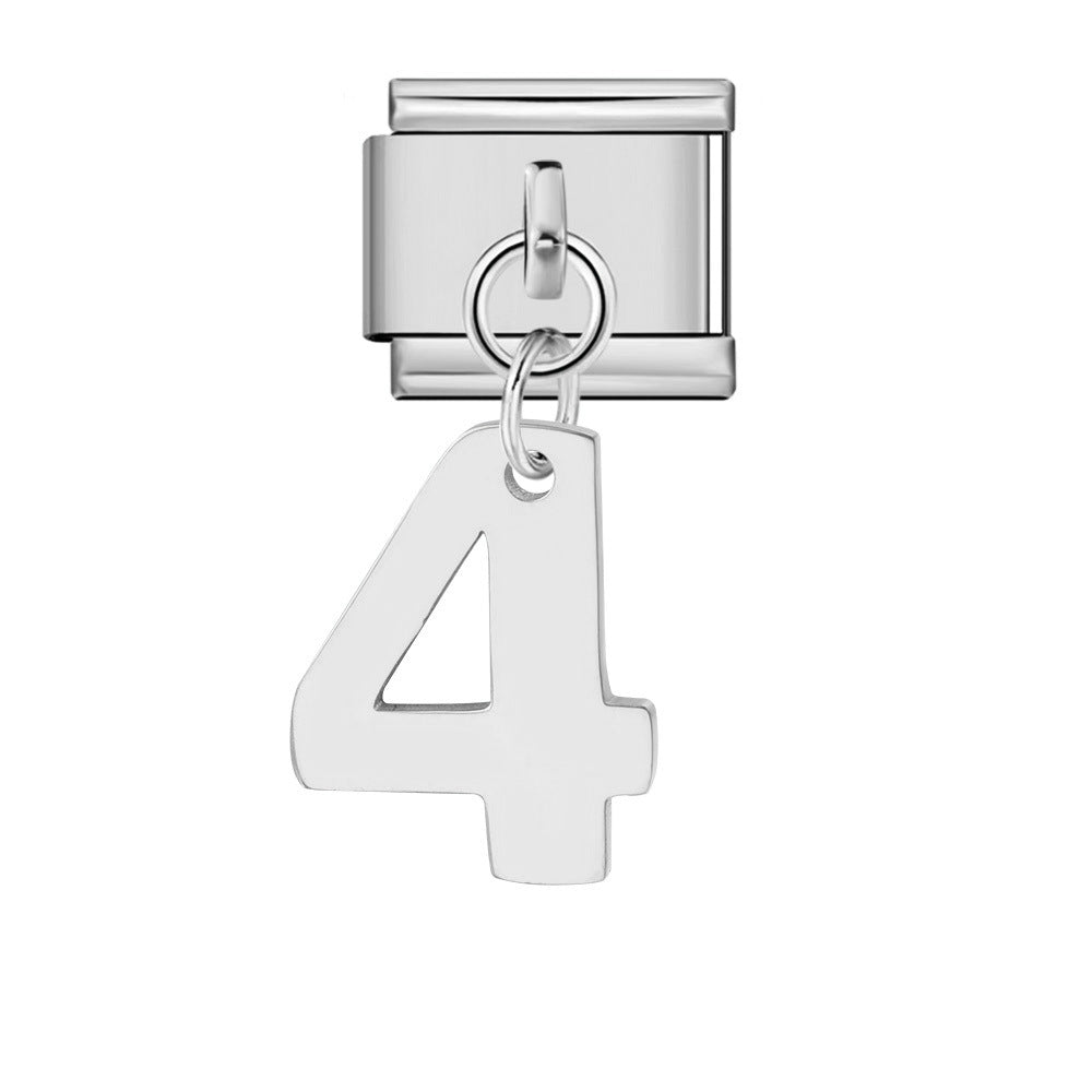 Bracciale fai da te con ciondolo con gancio in acciaio inossidabile a una cifra modulare italiano all'ingrosso