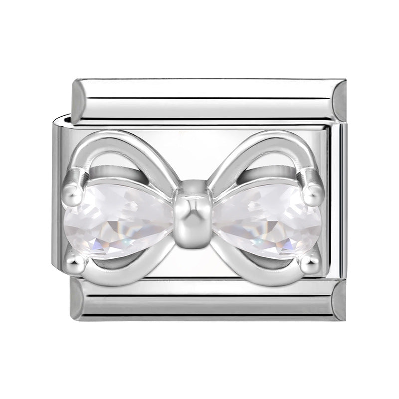 Wholesale 9mm Italian Charm Starter Bracelets DIY Zirconia-set Stainless Steel Composable Bracelet