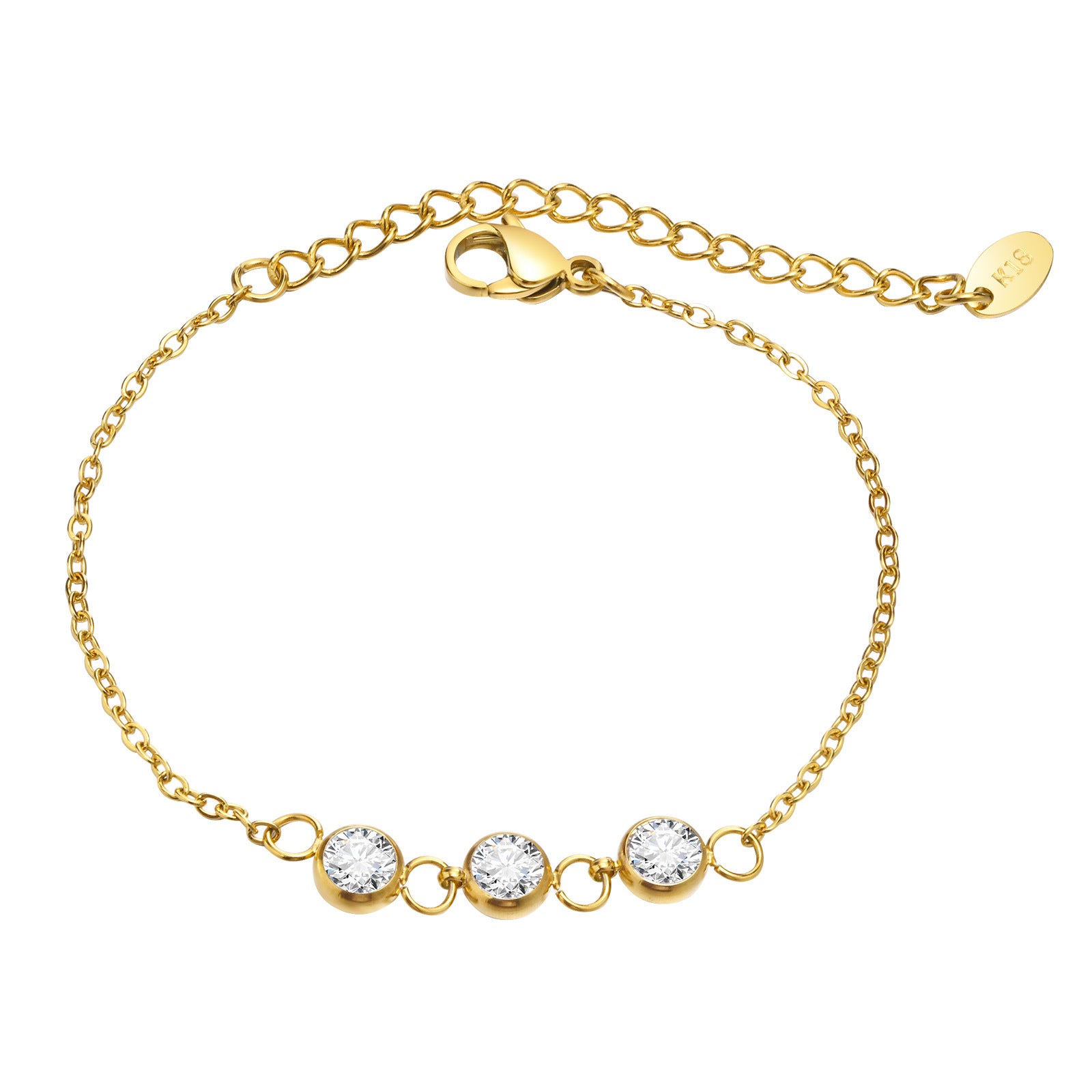 Wholesale Stainless Steel Gold Green Zircon Layered Bracelet For Women Stylish Fashion Jewelry Accessory Gift
