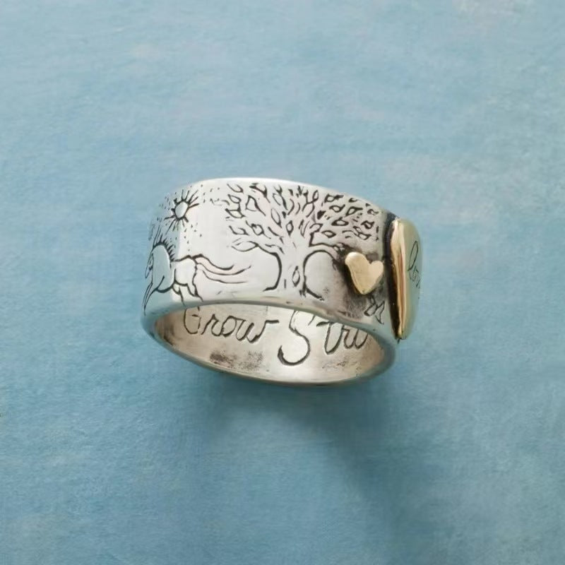 Wholesale Distressed Engraved Symbol Ring