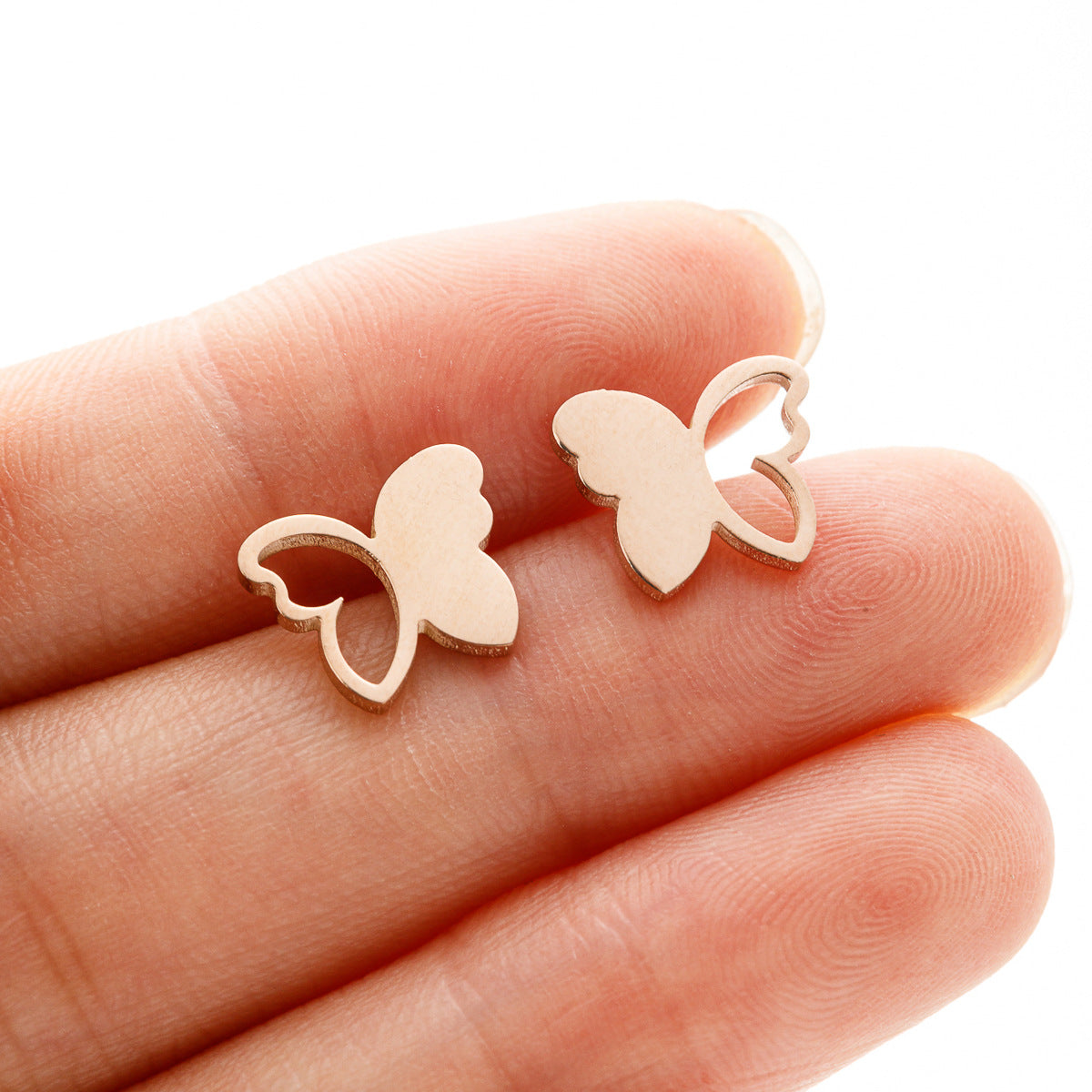 Wholesale Stainless Steel Gold Butterfly Earrings with Ear Cuff French Minimalist Fashion Jewelry Accessory Boutique Gift