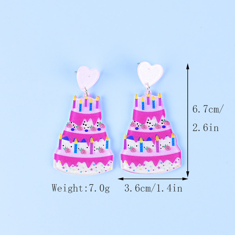 Wholesale Acrylic Birthday cake earrings
