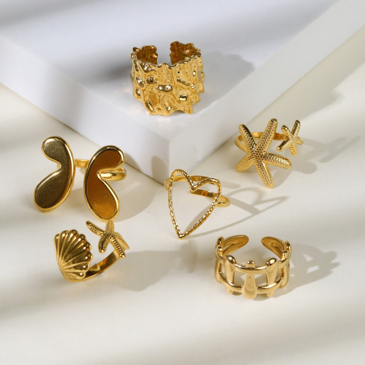 Wholesale Vintage Stainless Steel Ring 18k Gold Plated Butterfly Rings ACC-RS-MuC009