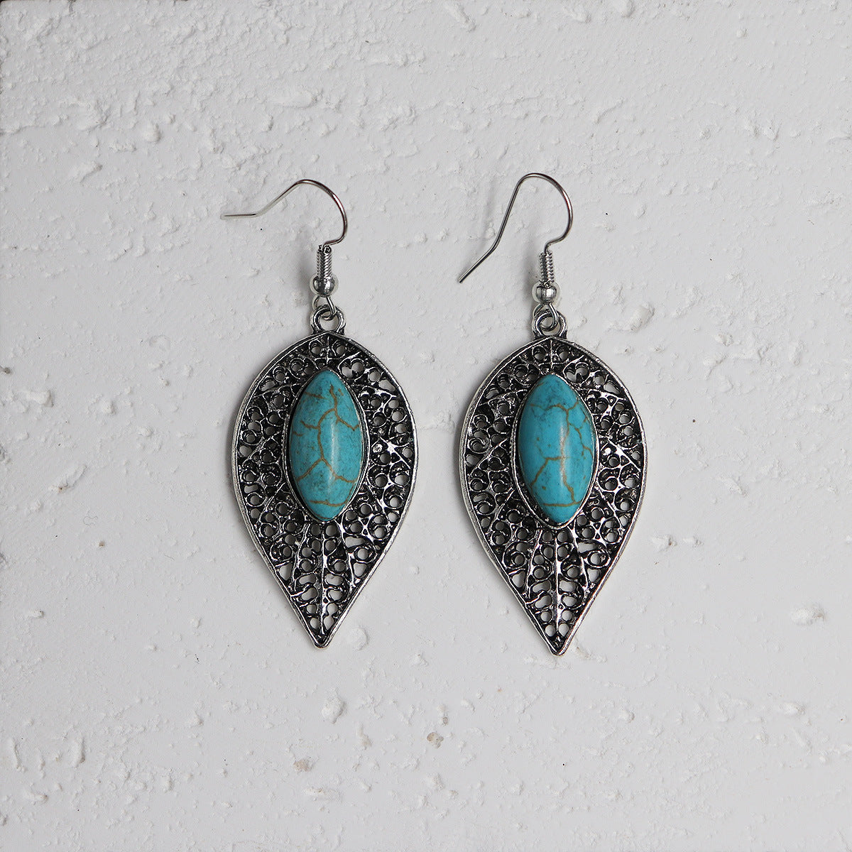 Wholesale Ethnic Style Alloy Drop Earrings with Imitation Turquoise – Trendy Beach Jewelry Accessory