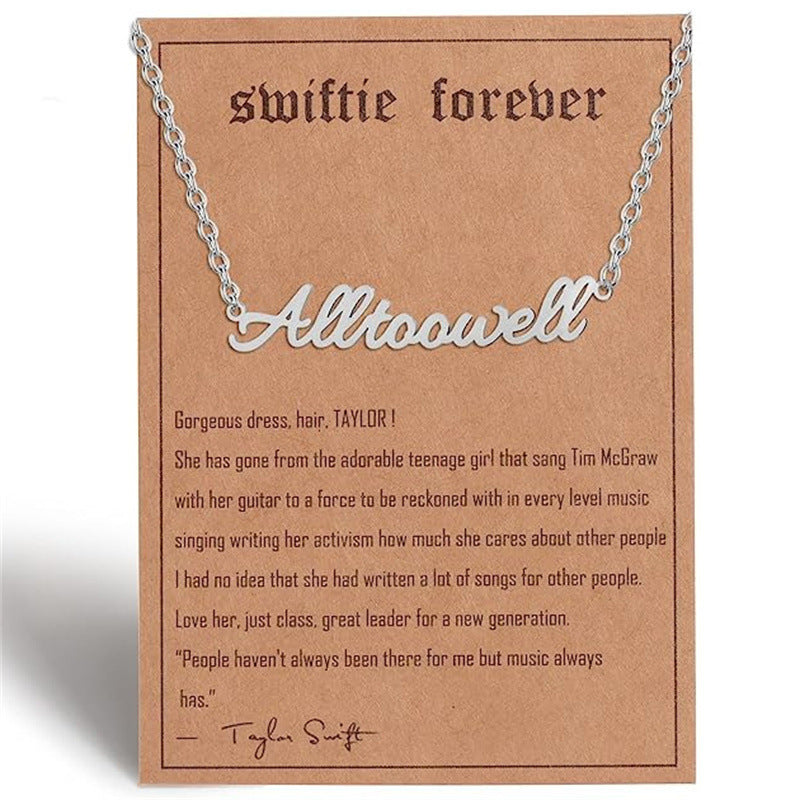 Wholesale  letter stainless steel paper card steel pendant clavicle chain