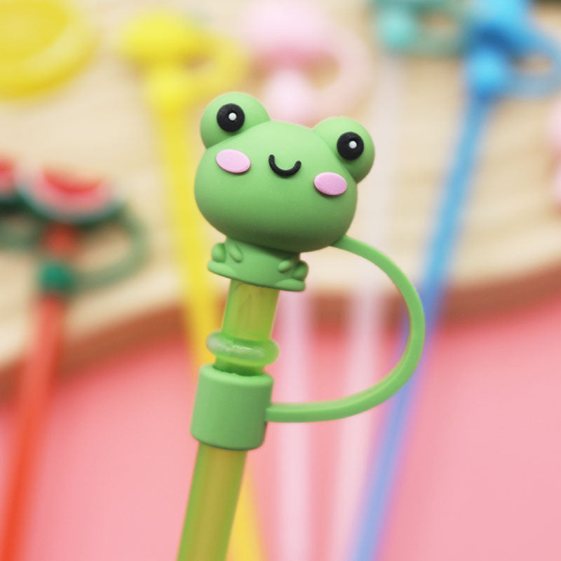 Wholesale  Cute Cartoon 10mm PVC Soft Straw Tube Cap