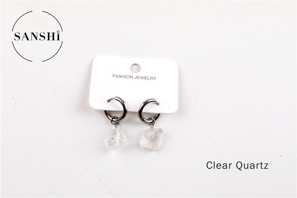 Wholesale Natural Stone Crystal Stainless Steel Earrings