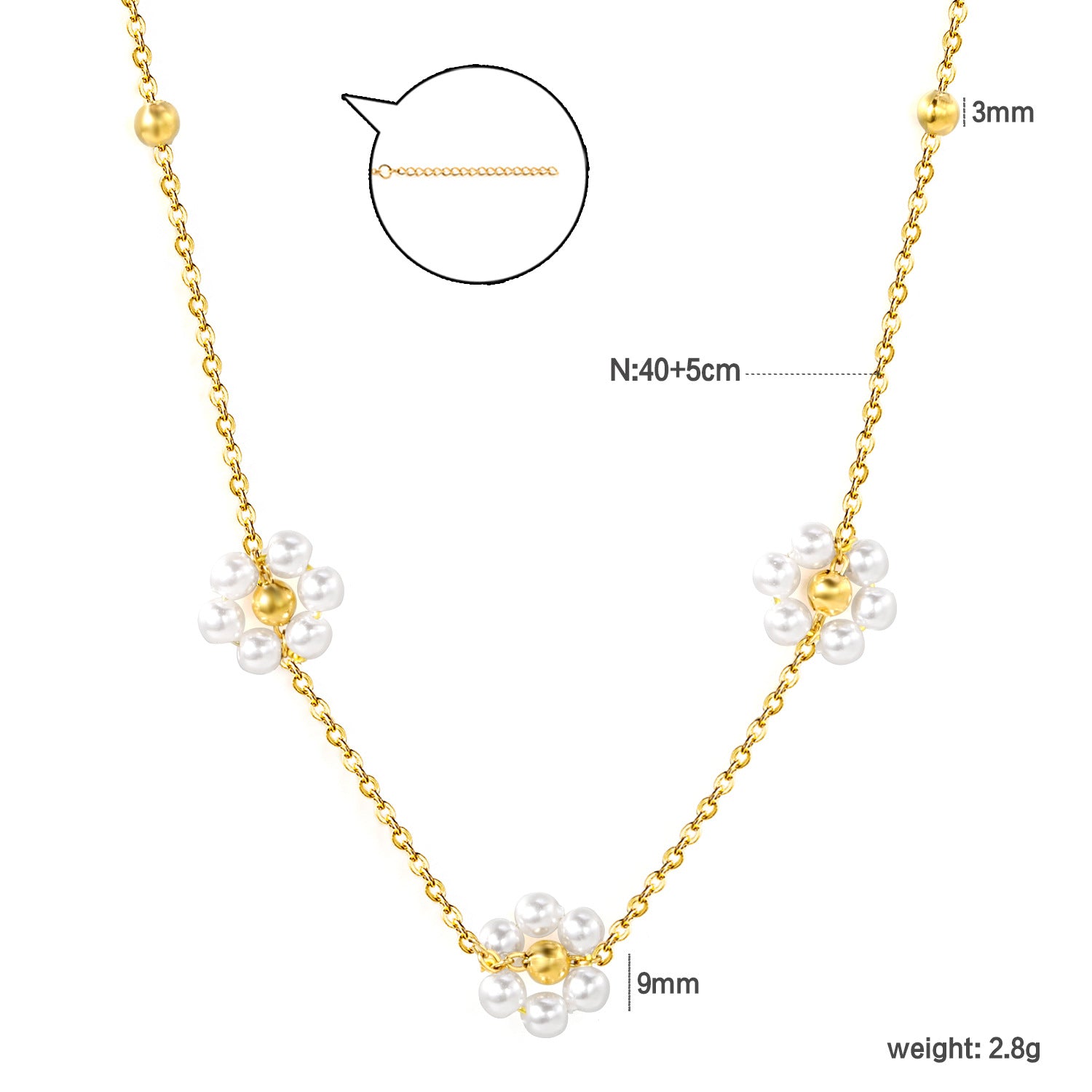 Wholesale Stainless Steel Colorful Pearl and Flower Clavicle Necklace