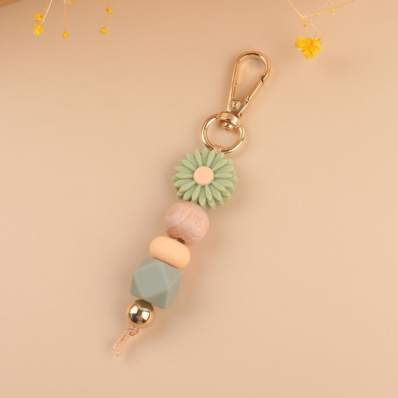 Wholesale Silicone Cartoon Daisy Handmade Beaded Keychain ACC-KC-GuangTian002