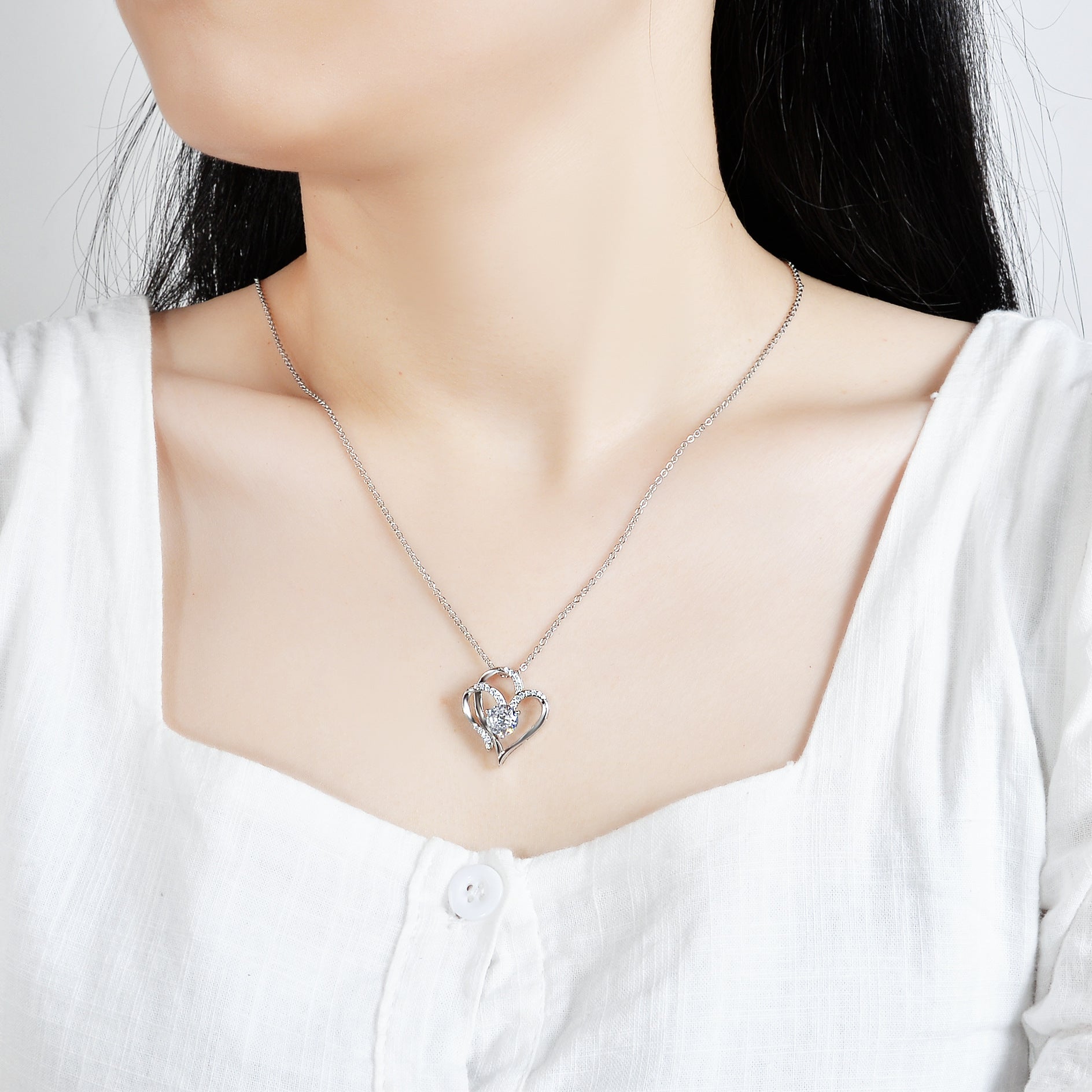 Wholesale Zirconia Heart Copper Necklace ACC-NE-YingRong002