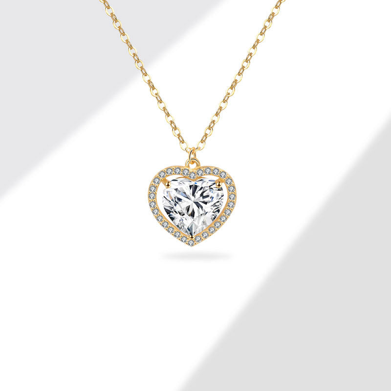Wholesale  Zircon Love 925 Silver Necklace  Heart-shaped Clavicle Chain