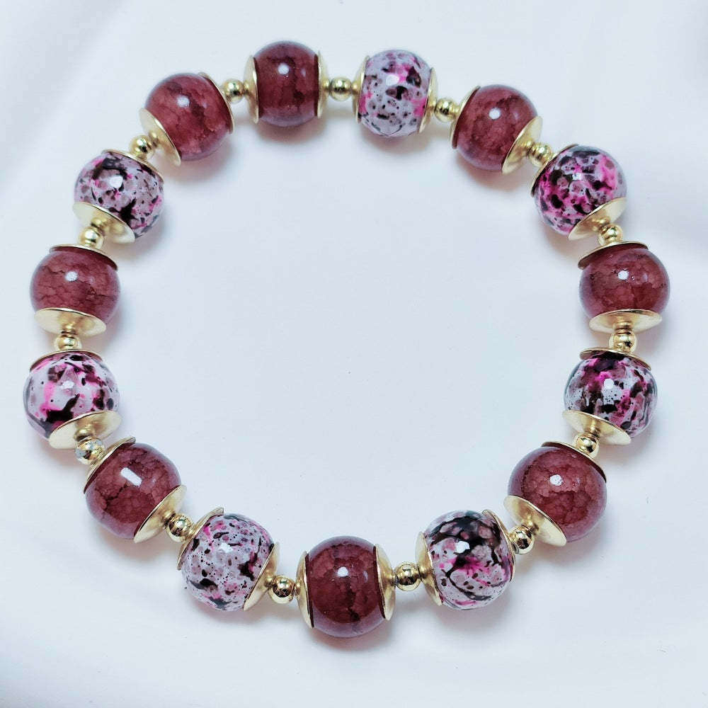 Wholesale Glass Cap Beaded DIY Fashion Bracelet ACC-BT-Qiyu002