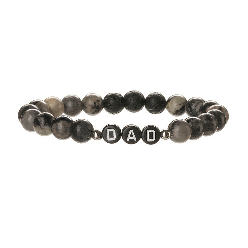 Wholesale European Style 8Mm Natural Stone DAD Letter Beaded Bracelet Father S Day Gift Elastic Cord Jewelry Accessory