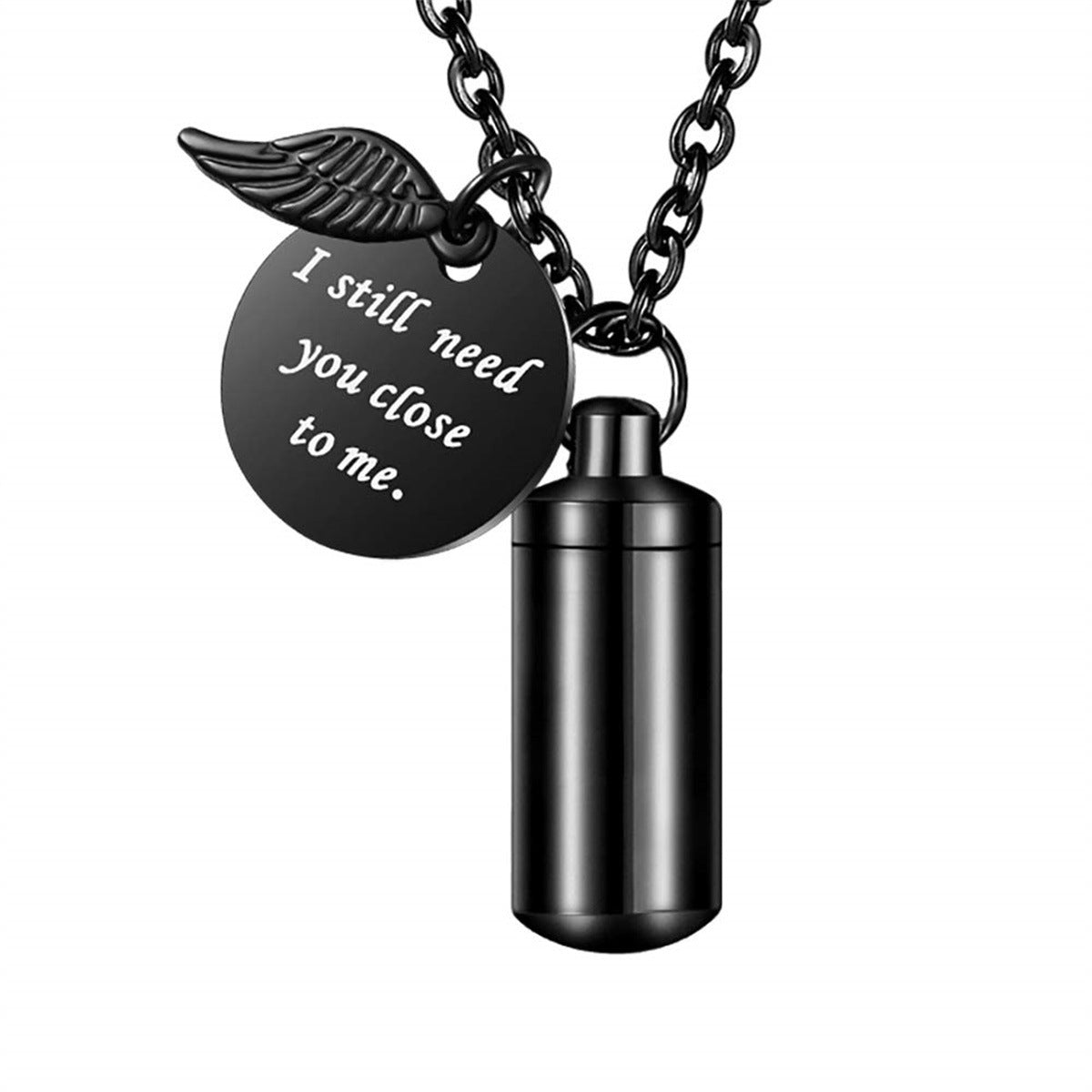 Wholesale Stainless Steel Angel Wings Round Pendant Necklace