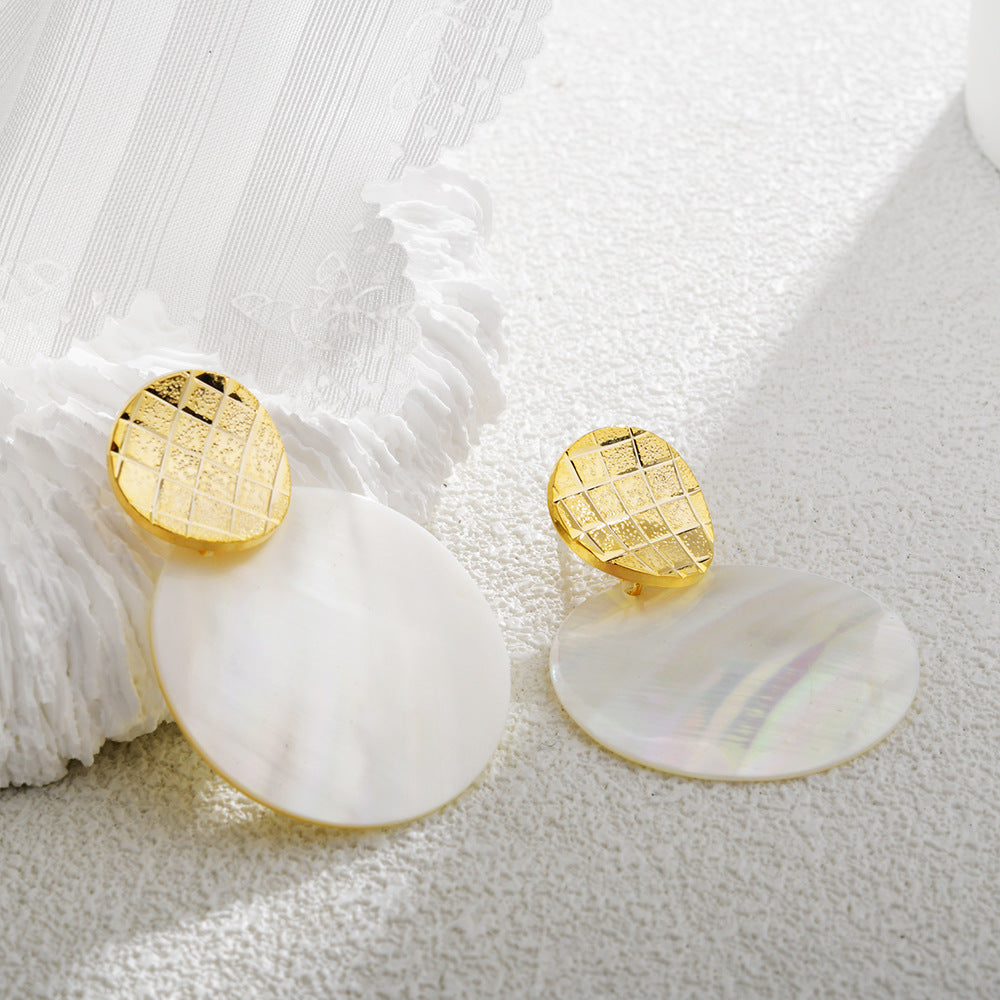 Wholesale Shell earrings round mosaic geometric earrings