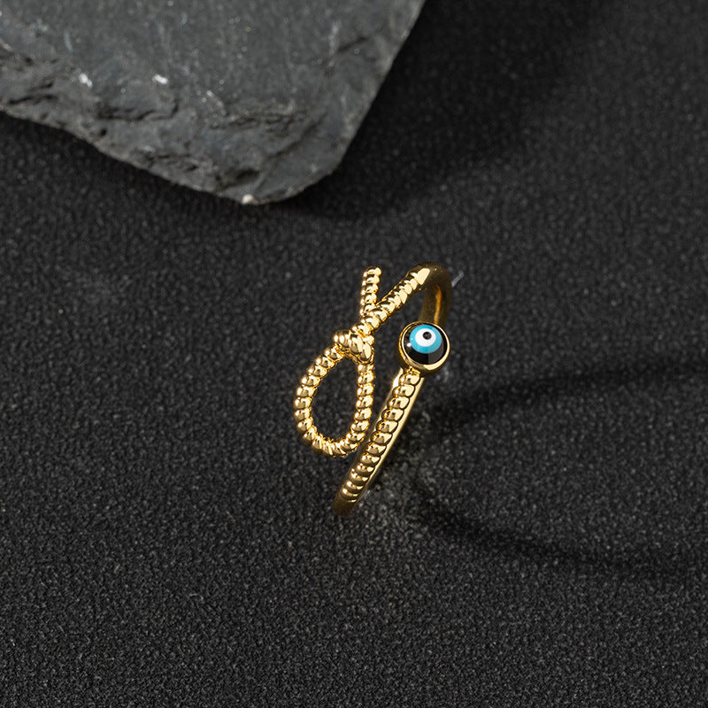 Wholesale Evil Eye Vintage Open Ring Copper Zircon Enamel Ring Fashion Jewelry Accessory For Everyday Wear