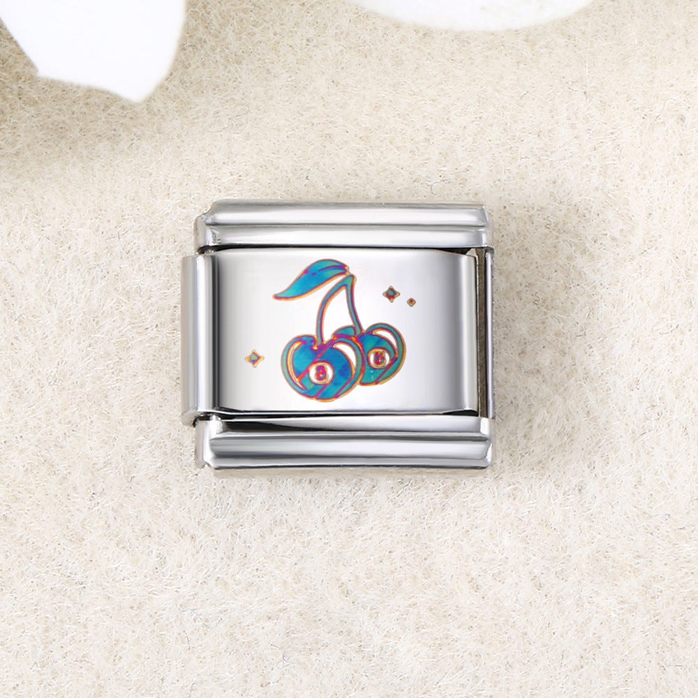 Wholesale  Italian Charm Bracelet 9mm DIY UV laser Creative Stainless Steel Composable Bracelet