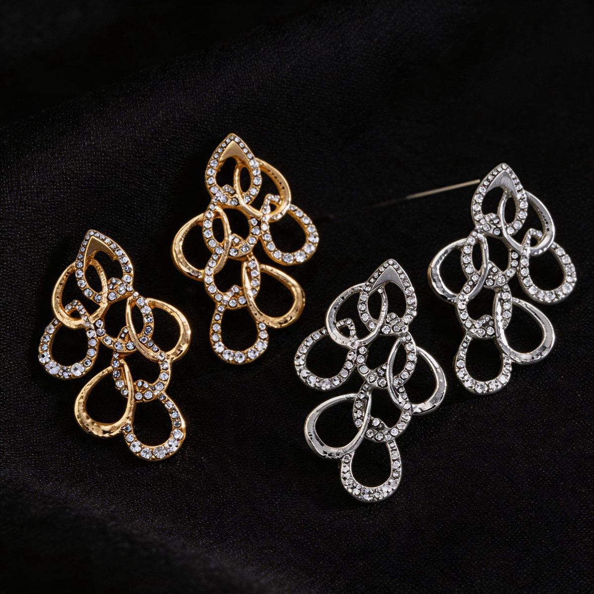 Wholesale Geometric Drop Crystal Earrings - Silver Tone Fashion Jewelry Accessory for Boutique Resale