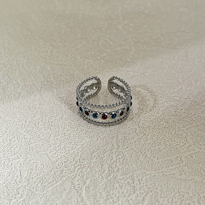 Wholesale stainless steel open hollow dot drop oil color ring