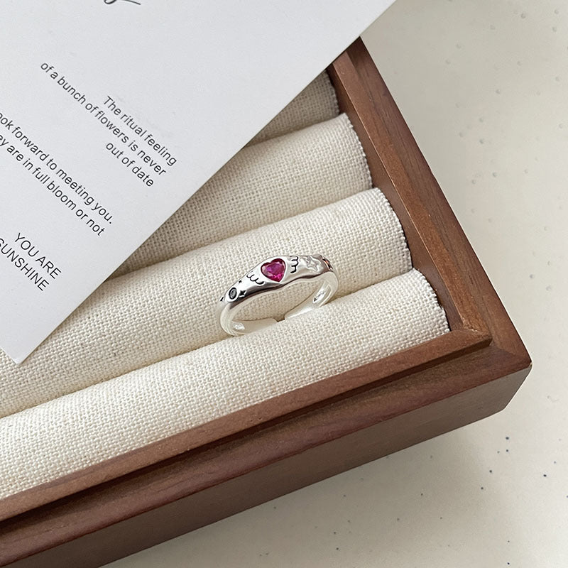 Wholesale Colored Zirconia Heart Open Ring ACC-RS-Chuyu002