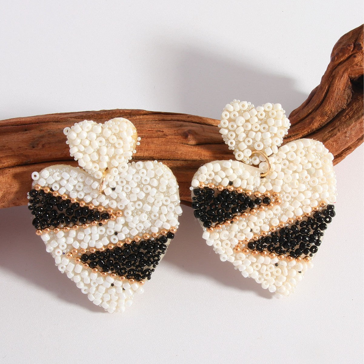 Wholesale Bohemian Love Rice Bead Ethnic Style Handmade Heart-shaped  Earrings