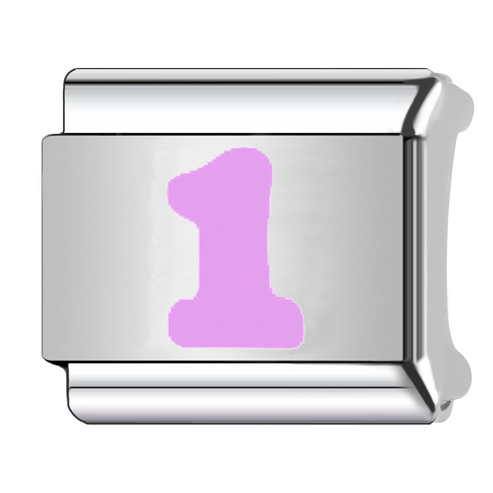 Wholesale Italian Charm Bracelet 9mm DIY Black Arabic  Creative Stainless Steel Composable Bracelet