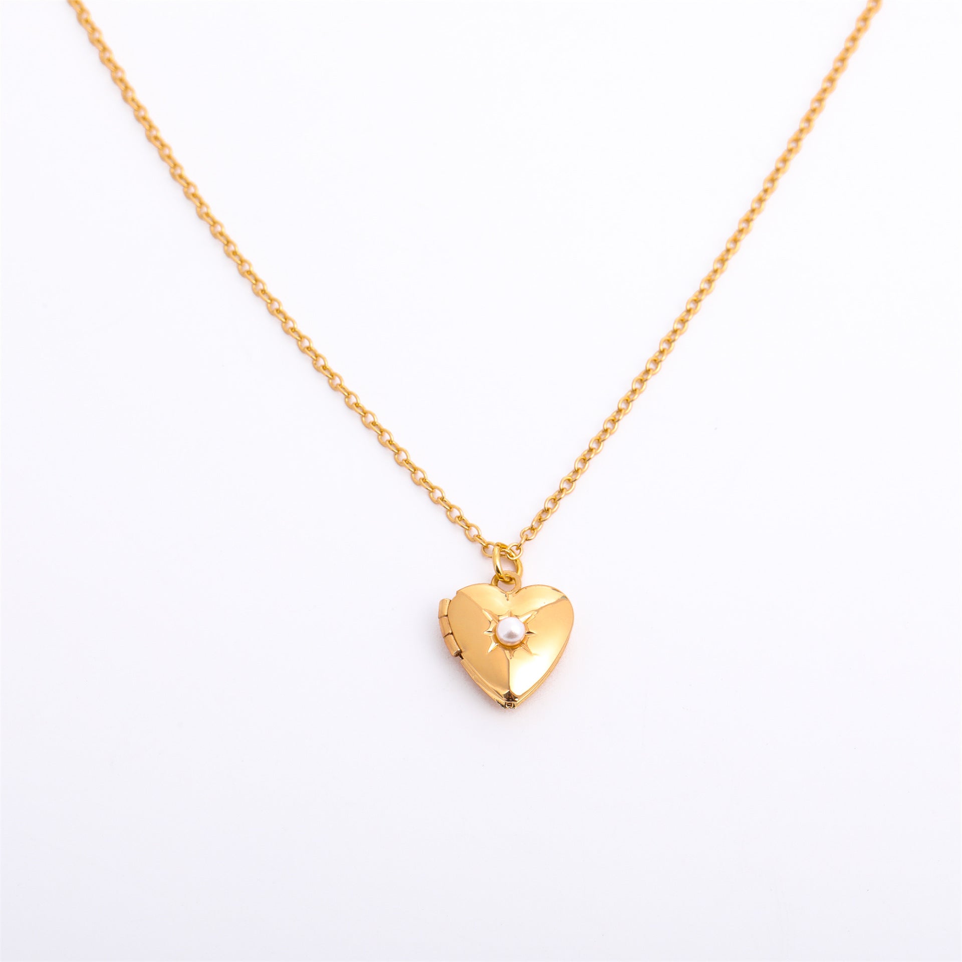 Wholesale December birthday stone heart-shaped opening and closing album necklace