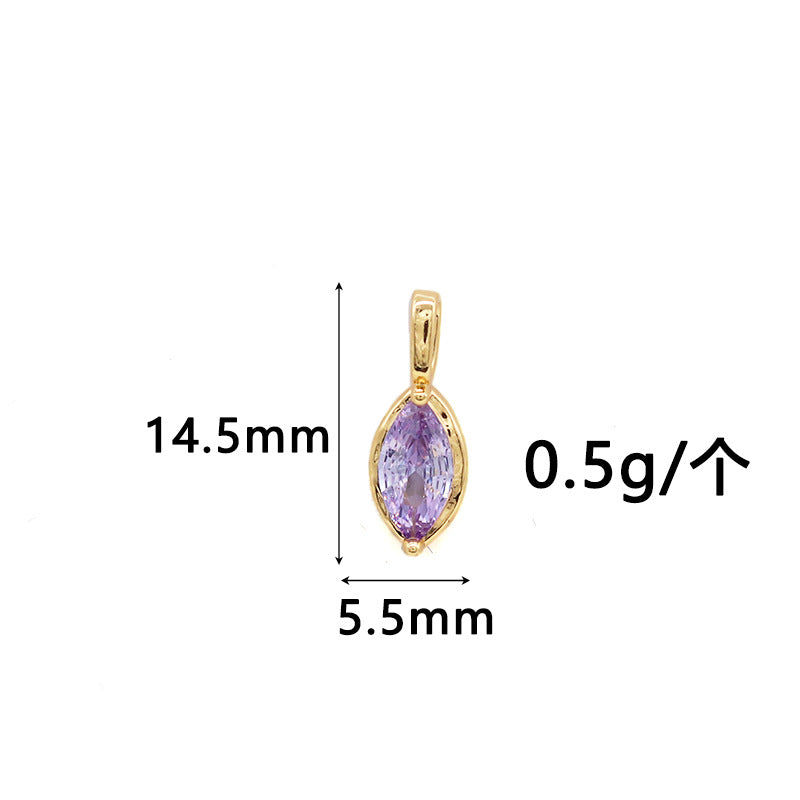 Wholesale Copper Gold-Plated Color-Preserving Pendant with Colorful Zircon Marquise