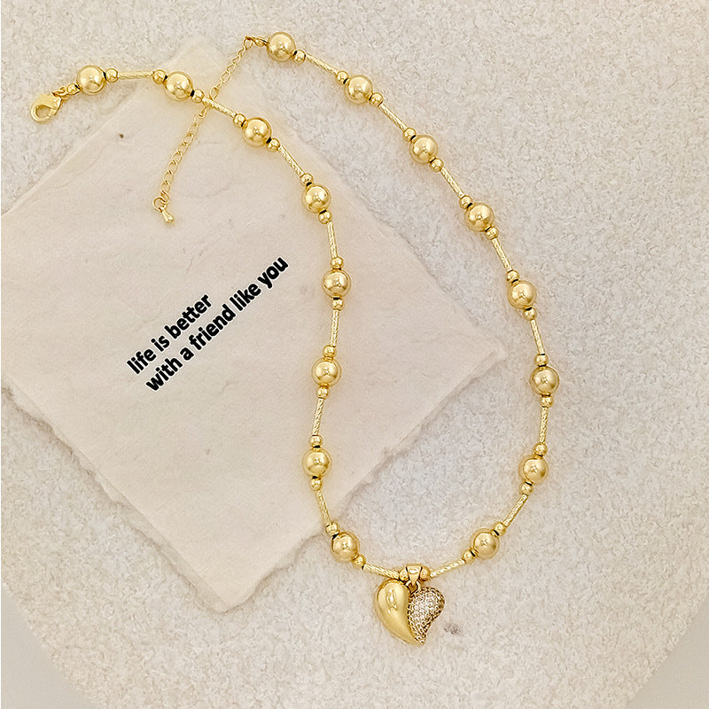 Wholesale  Heart Necklace Clavicle Chain Copper Plated 18K Heart Necklaces