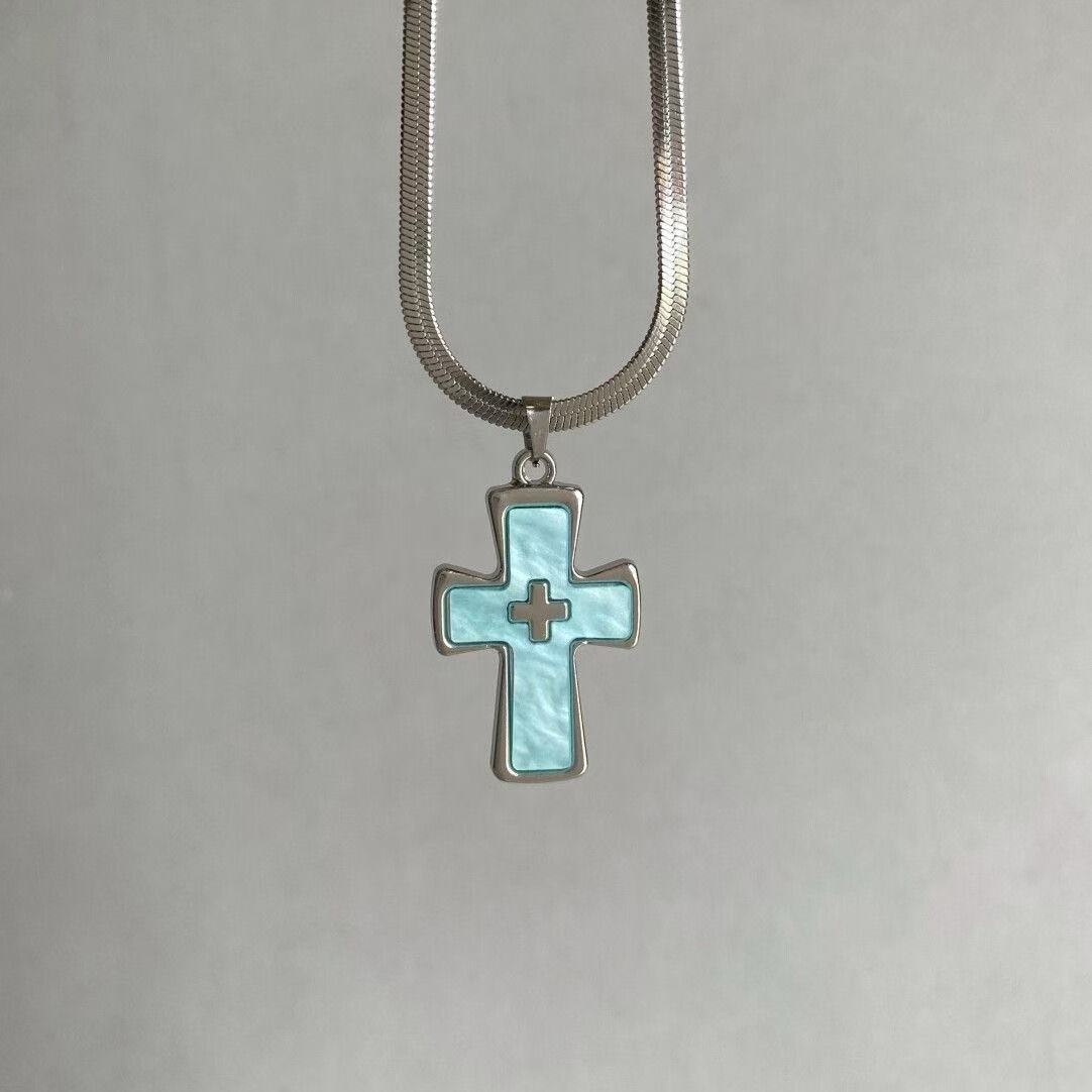 Wholesale Pink Electroplated Zinc Alloy Cross Necklace Gothic Punk Style Fashion Accessory