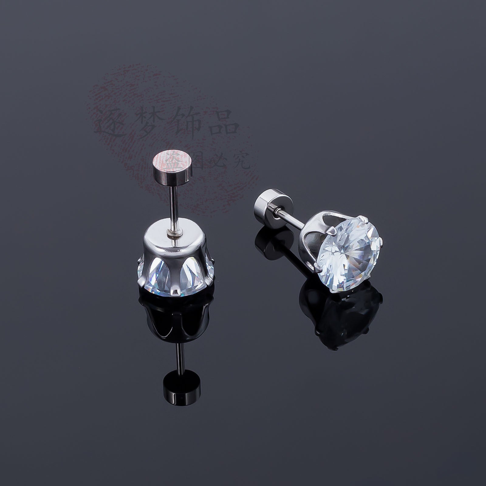 Wholesale 316L stainless steel zircon six-claw diamond earrings