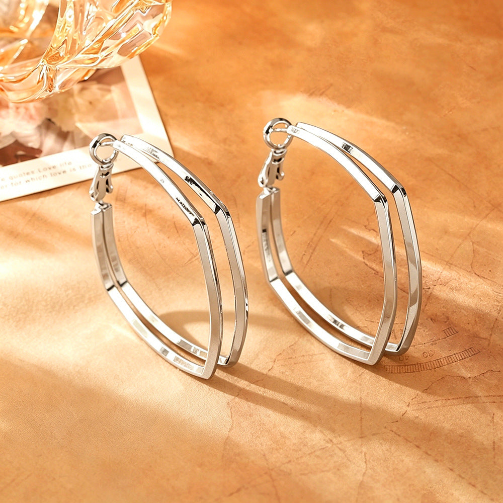 Wholesale Exotic Geometric Double-Layer Earrings,  Trendy Gold Plated Boutique Jewelry Accessory for Gifts