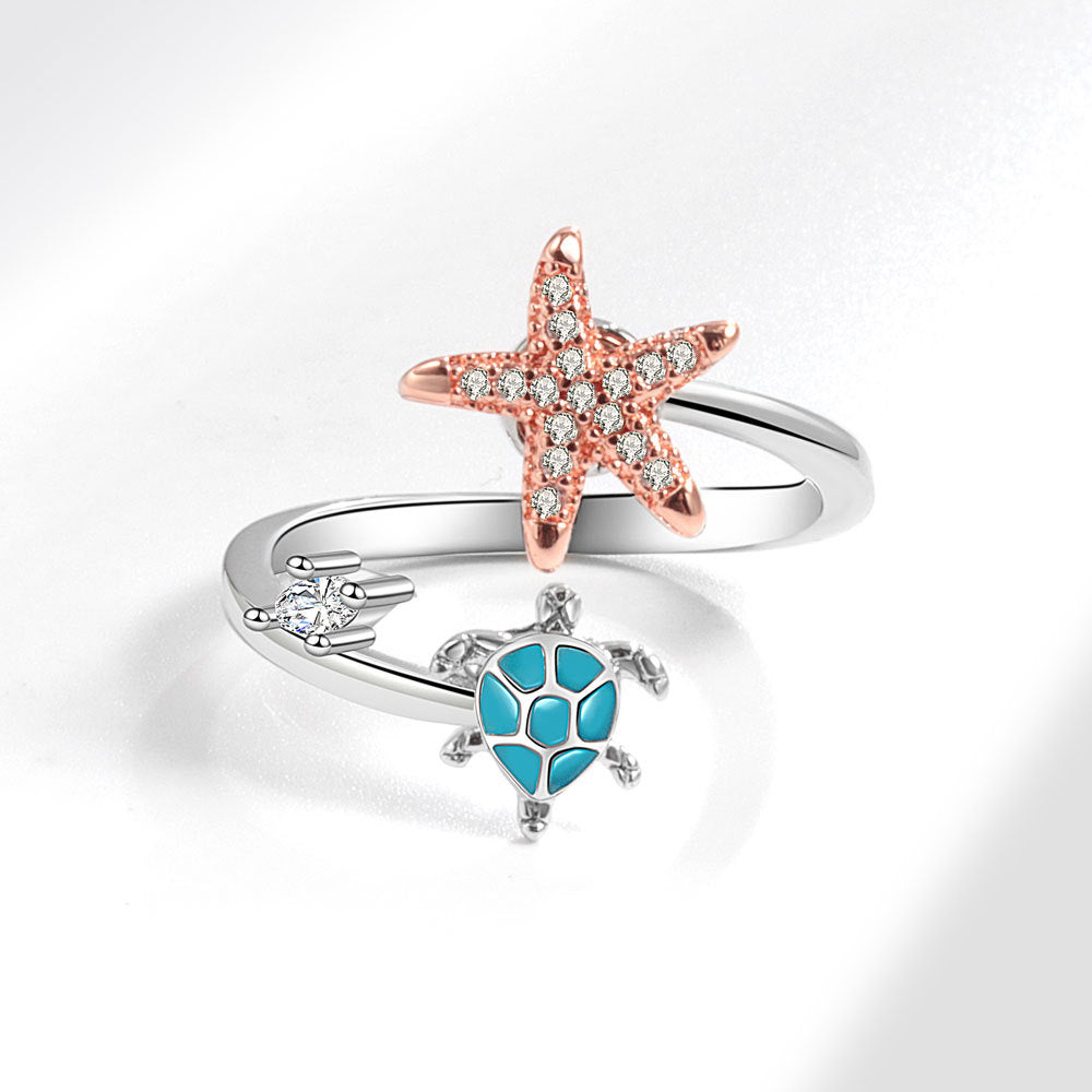 Wholesale Copper Turtle, Sea Star, Diamond Ring, Open Ring ACC-RS-YZM008