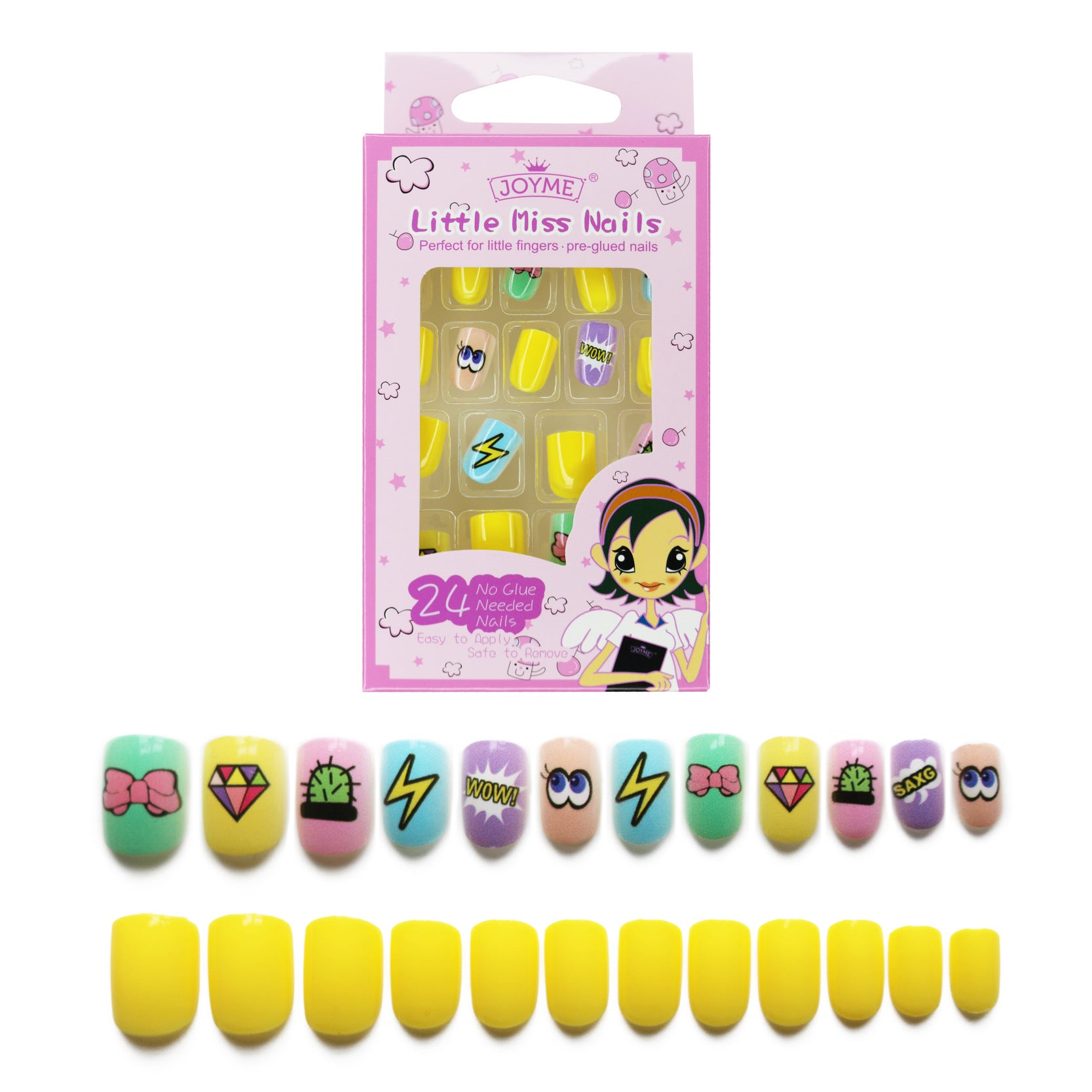 Wholesale Children's Press on Nails Kits 24 Solid Color Back Glue Nail Art Pieces ACC-NS-XKQ004