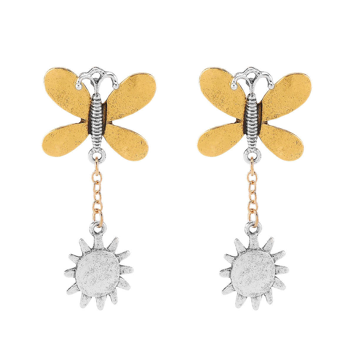 Wholesale Temperament Butterfly Sun Tassel Pendant Earrings