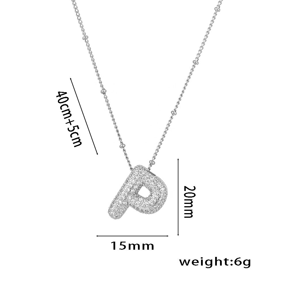 Wholesale Micro-Inlaid Zirconia Letter Pendant Necklace ACC-NE-KuCai012