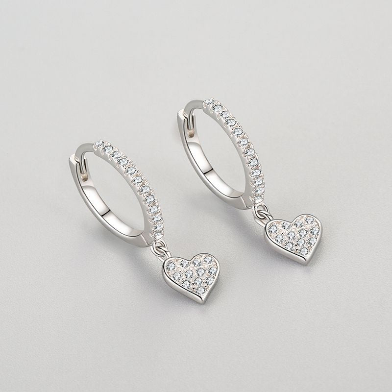 Wholesale S925 sterling silver heart-shaped love pendant earrings