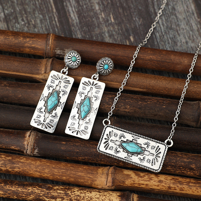 Wholesale Bohemian Retro Style Pumpkin Flower Alloy Earrings Necklace