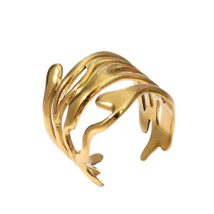 Wholesale Leaf Love Stainless Steel Ring 18k Gold Plated Rings ACC-RS-MuC005