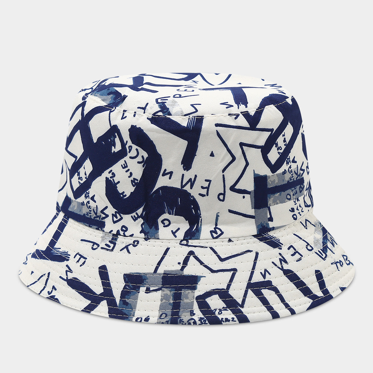 Wholesale  Graffiti Letter Double-sided Fisherman Hat Bucket Hat