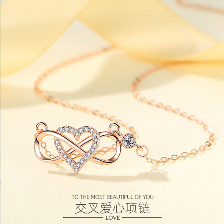 Wholesale S925 sterling silver 8-word heart-shaped necklace love necklace