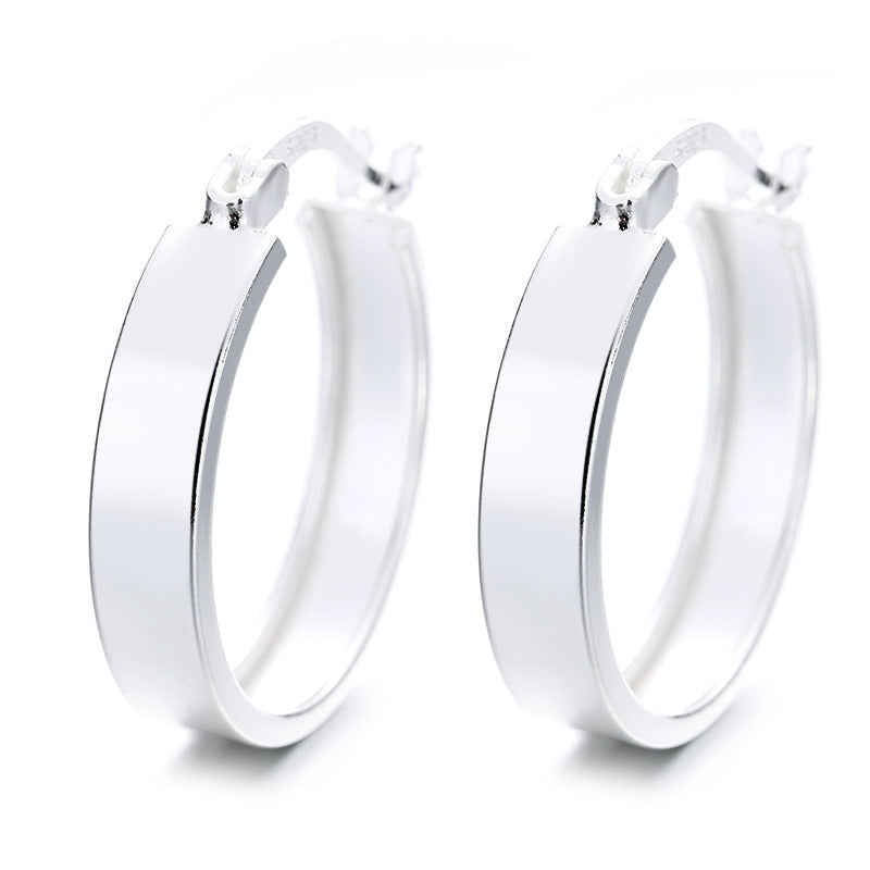 Wholesale S925 sterling silver plain hoop earrings