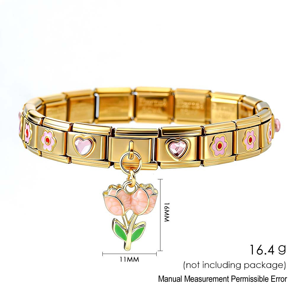 Wholesale Italian Modular Gold Plated Enamel DIY Bracelet Set Jewelry Accessory