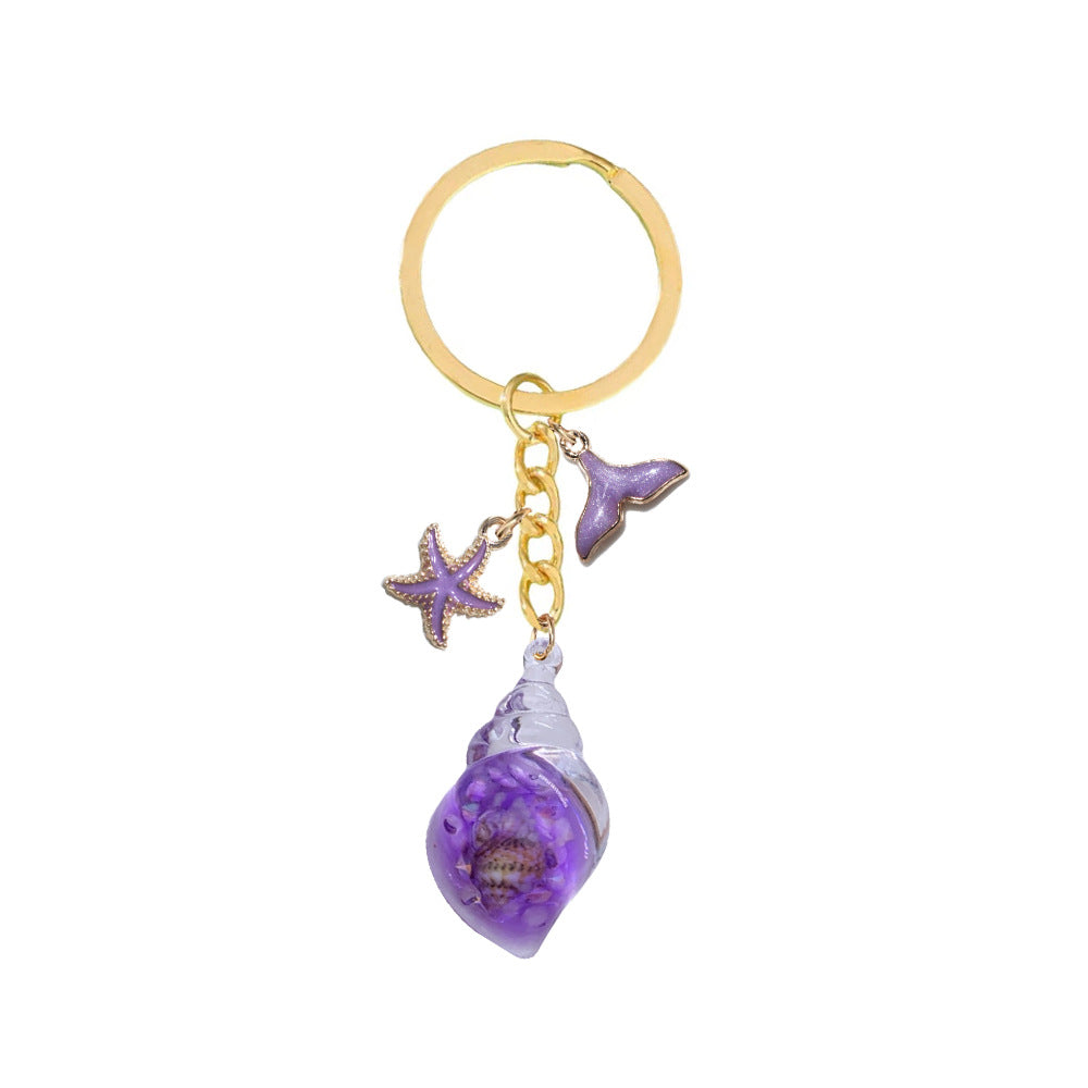 Wholesale Summer Luminous Keychain Starfish Conch Shell Keychain ACC-KC-YuChan004