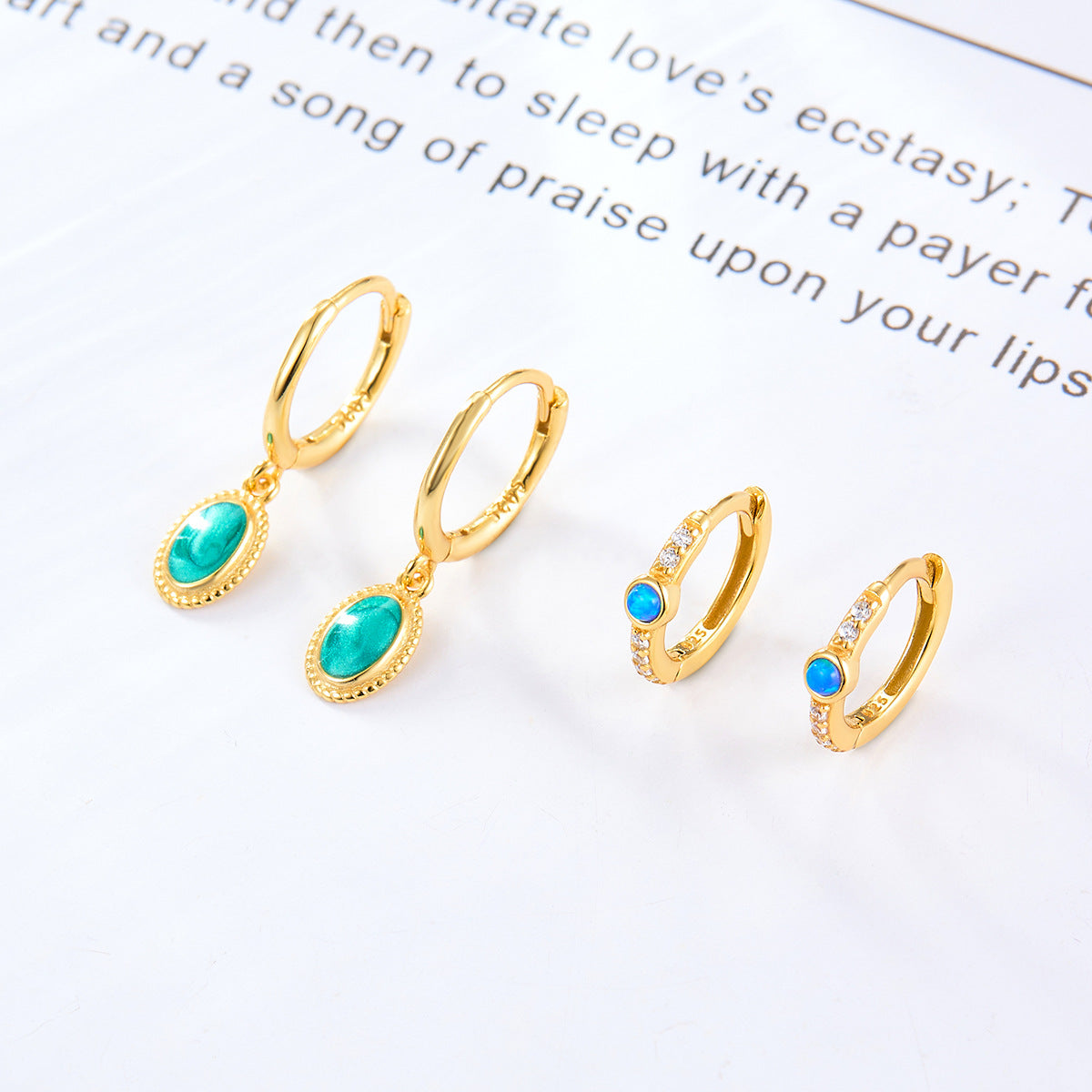 Wholesale S925 Silver Starry Sky Oil Drop Vintage Sterling Silver Earrings ACC-ES-JingXu003