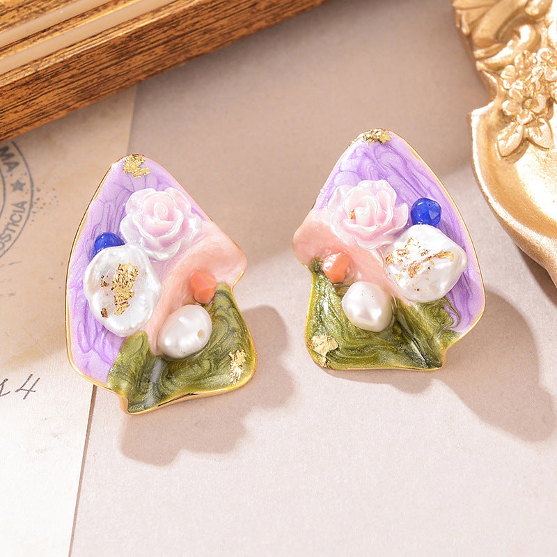 Wholesale Baroque Natural Pearl 925 Silver High-End  Earrings