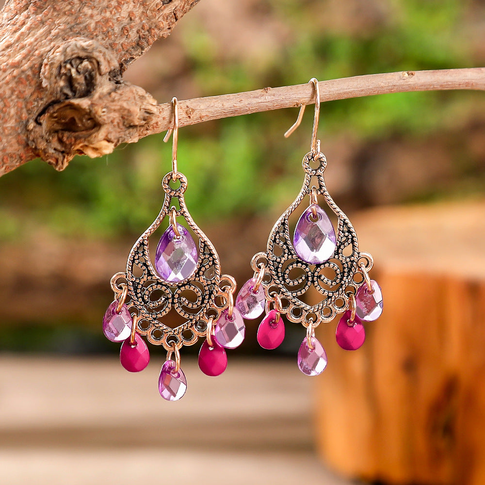 Wholesale Ethnic Style Colorful Tassel Earrings Zinc Alloy Fashion Accessory