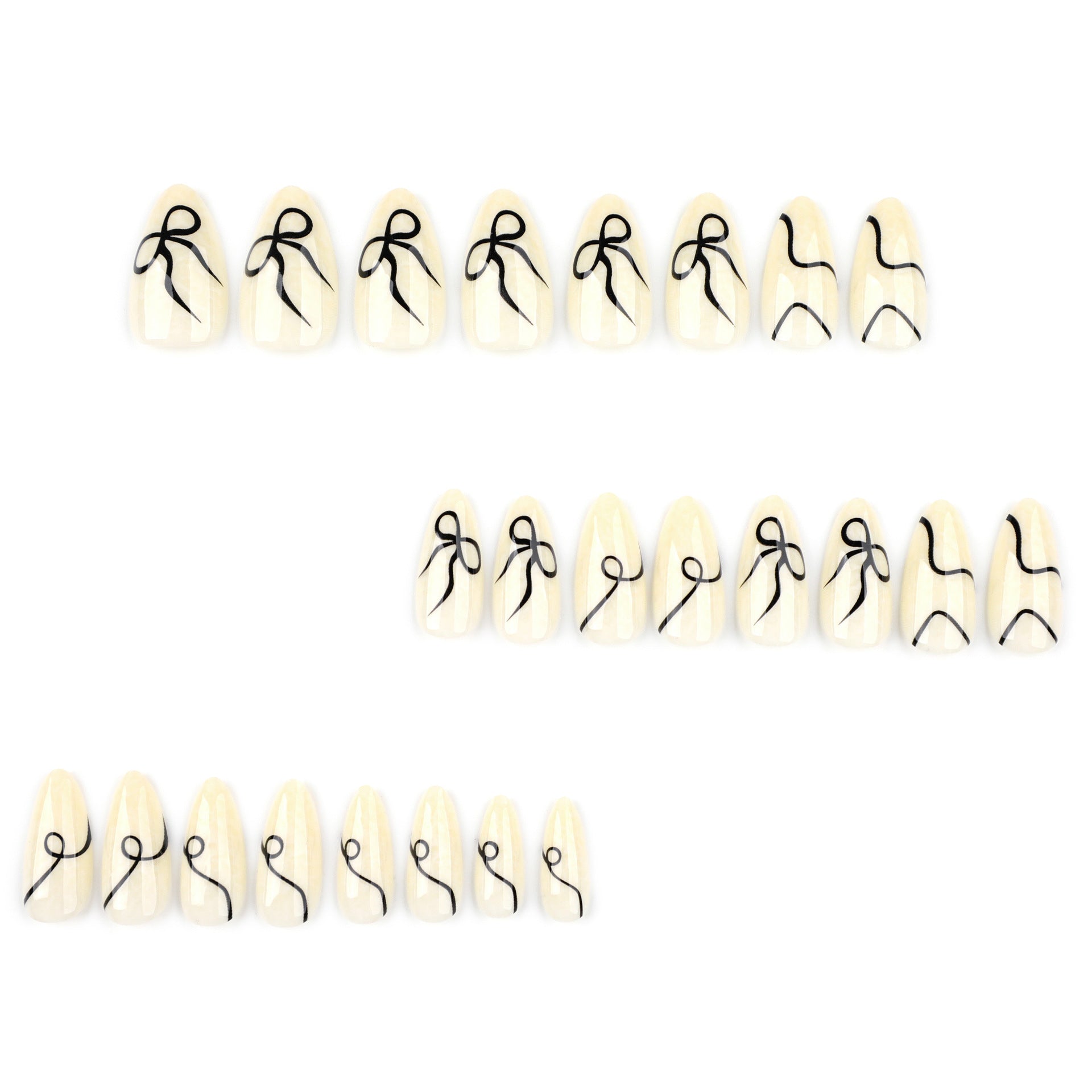 Wholesale 24 Pieces/box Black Bow Nails Kits Nail Stickers