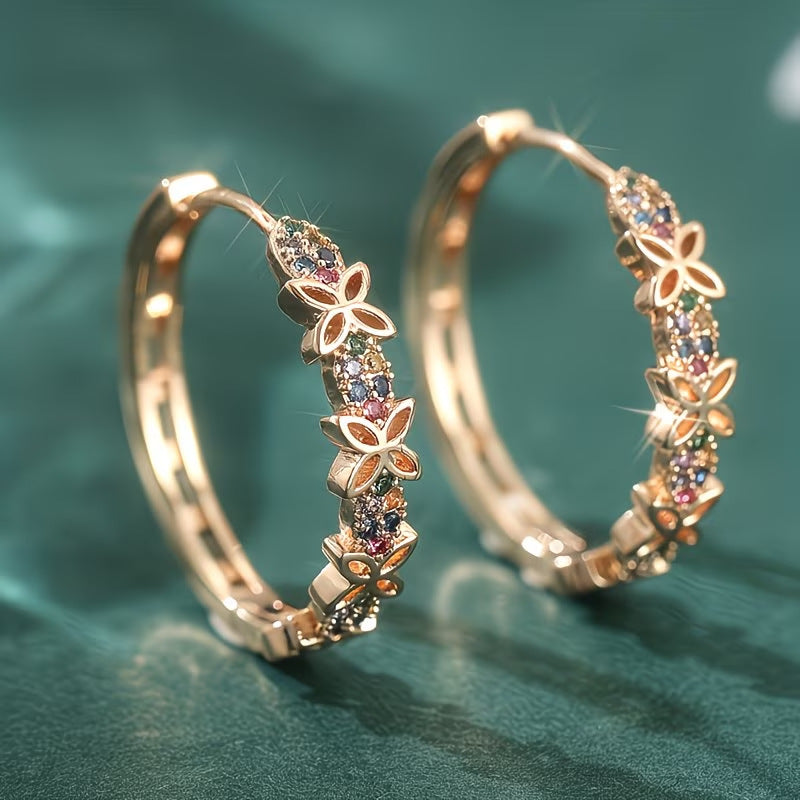 Wholesale Luxury minimalist chic hoop earrings with zircon accents for women
